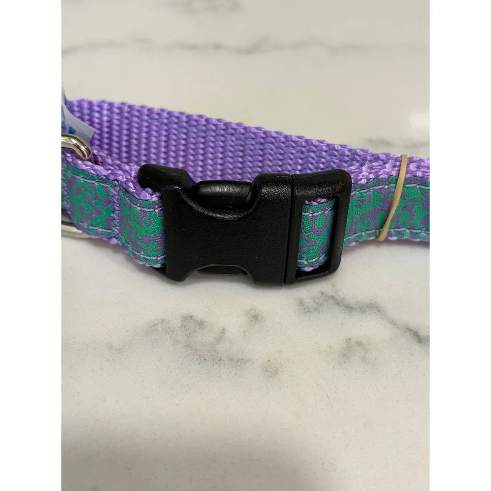 Yuppy Puppy Coral Dog Collar Small Lilac Green Adjustable Nylon Buckle NWT